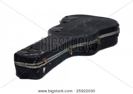 gamle slidte guitar case isoleret på hvid