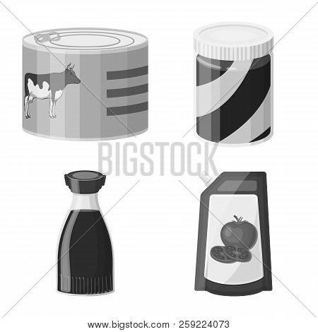 Vector Illustration Of Can And Food Symbol. Collection Of Can And Package Stock Vector Illustration.