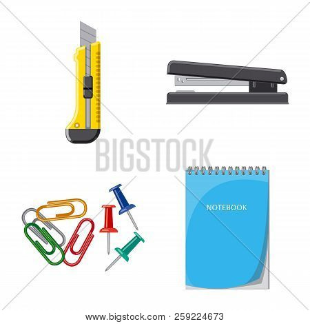 Vector Illustration Of Office And Supply Logo. Set Of Office And School Vector Icon For Stock.