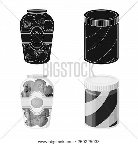 Vector Design Of Can And Food Icon. Set Of Can And Package Vector Icon For Stock.