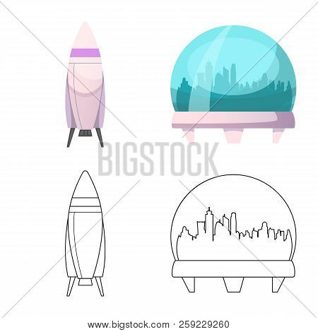 Vector Illustration Of Mars And Space Icon. Set Of Mars And Planet Vector Icon For Stock.