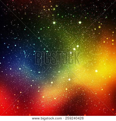 Abstract Cosmos, Universe Background Illustration With Orion Constellation And Starry Orbit - Star F