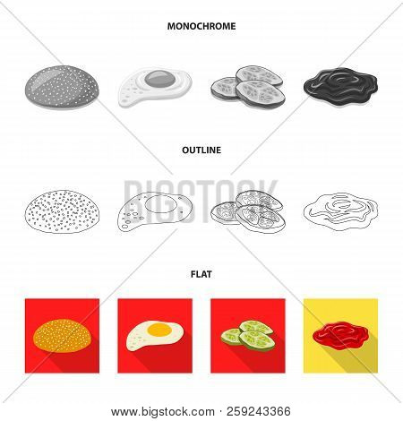 Vector Illustration Of Burger And Sandwich Icon. Set Of Burger And Slice Stock Vector Illustration.