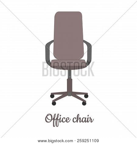 The Brown Office Chair. Isolated Object On White Background. Vector Illustration.