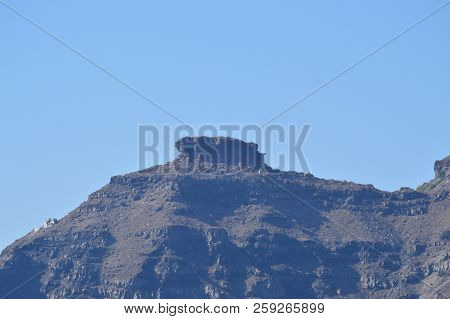 Views Of A Mountain Outgoing On Santorini Island Photo From High Seas. Landscapes, Cruises, Travel. 