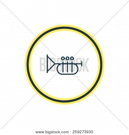 Vector Illustration Of Trumpet Icon Line. Beautiful Lifestyle Element Also Can Be Used As Bugle Icon