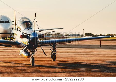 Campo Grande, Brazil - September 09, 2018: Esquadrilha Da Fumaca Airplane (fab) Landed At The Air Ba