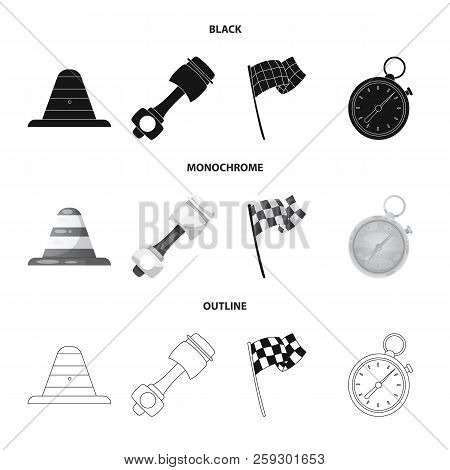 Vector Illustration Of Car And Rally Logo. Collection Of Car And Race Stock Vector Illustration.