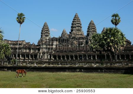 Angkor Wat, den mest berömda Khmer templet, nära Siem Reap, Kambodja.