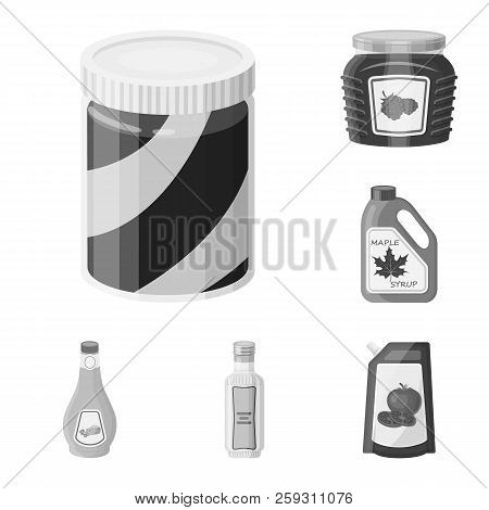 Vector Illustration Of Can And Food Sign. Set Of Can And Package Vector Icon For Stock.