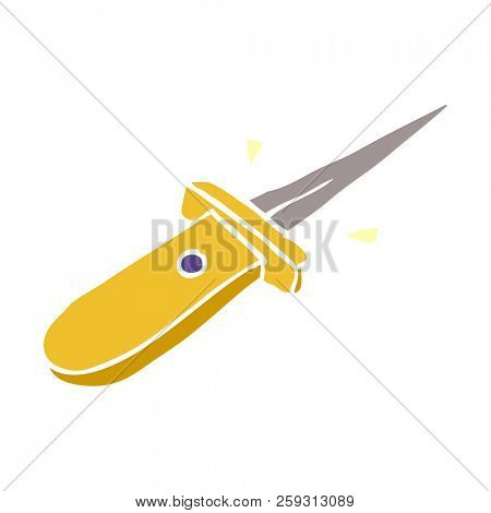 cartoon doodle flick knife snapping open