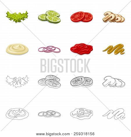 Vector Design Of Burger And Sandwich Icon. Set Of Burger And Slice Stock Vector Illustration.