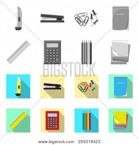 Vector Illustration Of Office And Supply Sign. Set Of Office And School Stock Vector Illustration.