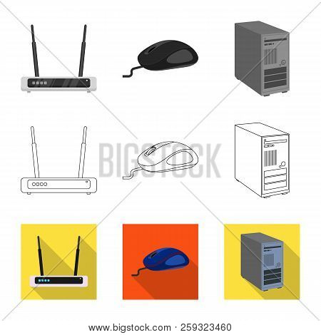 Vector Design Of Laptop And Device Symbol. Collection Of Laptop And Server Vector Icon For Stock.