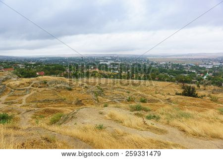 Top View Of The City Of Kerch And The Ruins Of The Ancient Greek City Of Panticapaeum On Mount Mithr