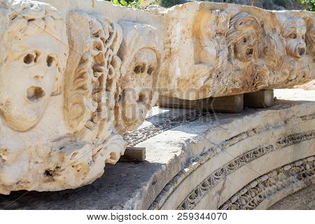 Theatrical Mask Of Ancient Town Of Myra In The Lycia Region Of Anatolia , Modern Day Demre, Turkey