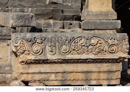 Theatrical Mask Of Ancient Town Of Myra In The Lycia Region Of Anatolia , Modern Day Demre, Turkey