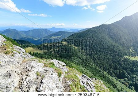 Rocky Peak Of Little Rozsutec Hill In Sunny Day, Slovakia.