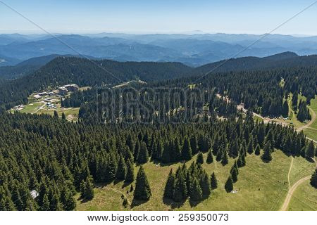 Summer Landscape Of Rhodope Mountains From Snezhanka Tower Near Ski Resort Pamporovo, Smolyan Region