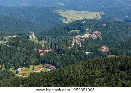 Summer Landscape Of Rhodope Mountains From Snezhanka Tower Near Ski Resort Pamporovo, Smolyan Region