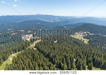Summer Landscape Of Rhodope Mountains From Snezhanka Tower Near Ski Resort Pamporovo, Smolyan Region