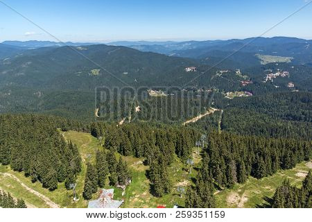 Summer Landscape Of Rhodope Mountains From Snezhanka Tower Near Ski Resort Pamporovo, Smolyan Region
