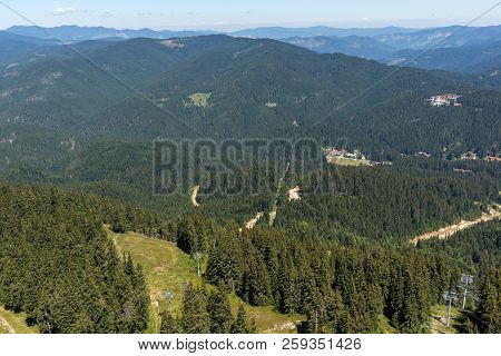 Summer Landscape Of Rhodope Mountains From Snezhanka Tower Near Ski Resort Pamporovo, Smolyan Region