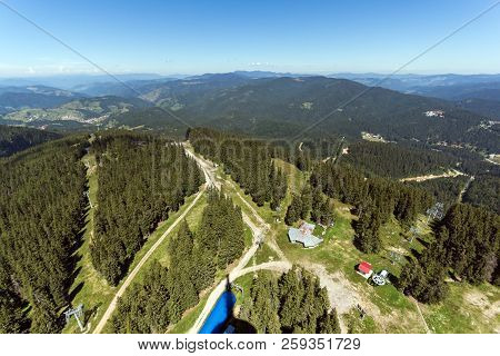 Summer Landscape Of Rhodope Mountains From Snezhanka Tower Near Ski Resort Pamporovo, Smolyan Region