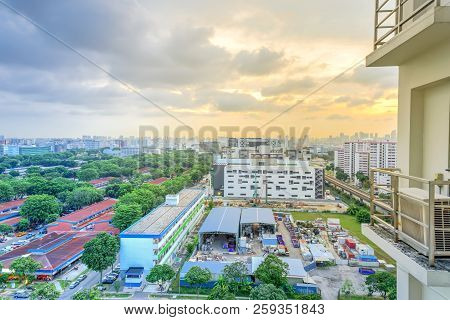 Aerial View Construction Site Foundation Works At Eunos Neighborhood In Singapore