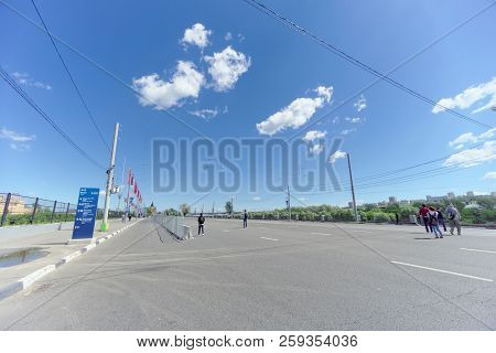 Nizhny Novgorod, Russia. - June 21.2018. The Empty Carriageway Of Lenin Square On The Day Of The Arg