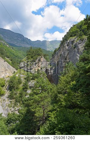 Mountain View Of Tsey Gorge. Republic Of North Ossetia - Alania, Russia
