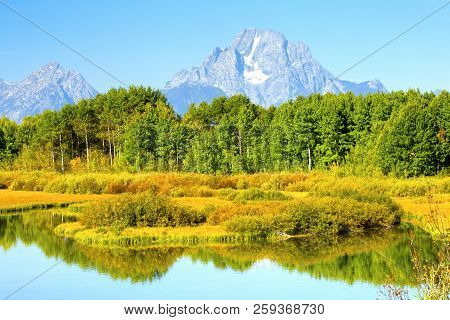 Oxbow Bend Sunrise Reflection Autumn Colors, Grand Teton National Park, Wyoming