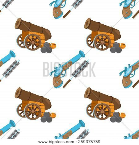 Seamless Pattern For Design Surface Musket And Ramrod.