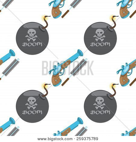 Seamless Pattern For Design Surface Musket And Ramrod.