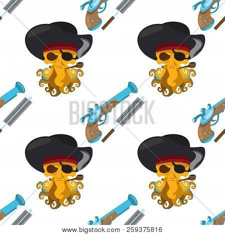 Seamless Pattern For Design Surface Musket And Ramrod.