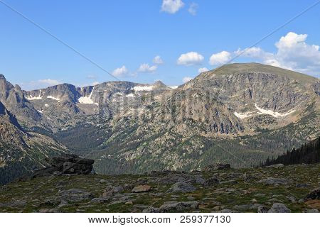 Scenic Views From Trail Ridge Road, Rocky Mountain National Park In Colorado, Usa.