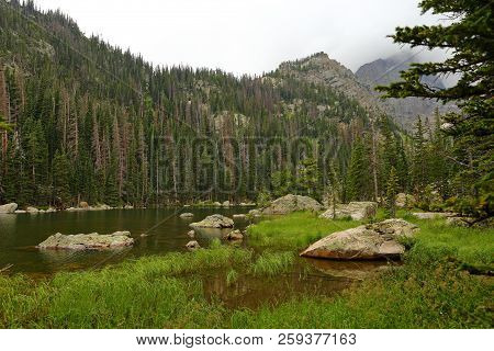 Dream Lake In The Rocky Mountain National Park, Colorado, Usa.