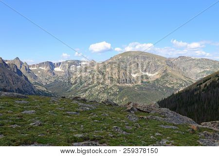 Scenic Views From Trail Ridge Road, Rocky Mountain National Park In Colorado, Usa.
