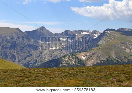Scenic Views From Trail Ridge Road, Rocky Mountain National Park In Colorado, Usa.