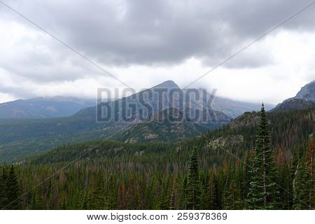 Scenic Views From Trail Ridge Road, Rocky Mountain National Park In Colorado, Usa.