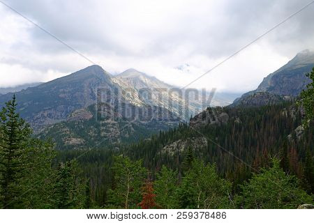 Scenic Views From Trail Ridge Road, Rocky Mountain National Park In Colorado, Usa.