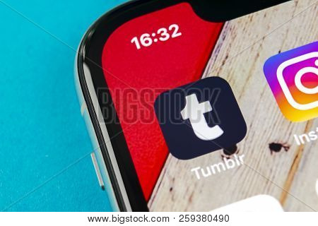 Sankt-petersburg, Russia, September 19, 2018: Tumblr Application Icon On Apple Iphone X Smartphone S