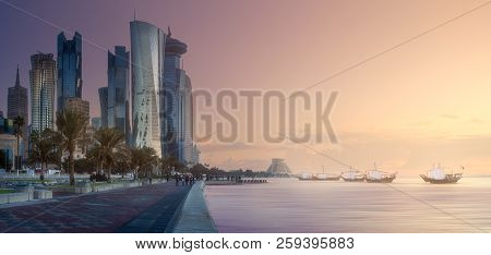 Skyline Of West Bay And Doha City Center, Qatar