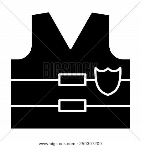 Bullet Proof Solid Icon. Police Flak Jacket Illustration Isolated On White. Protection Glyph Style D