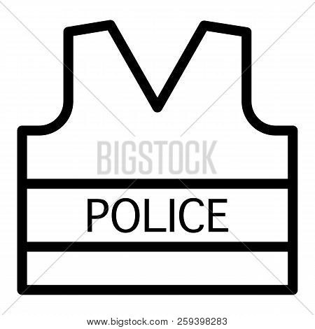 Bullet Proof Line Icon. Flack Jacket Illustration Isolated On White. Uniform Outline Style Design, D