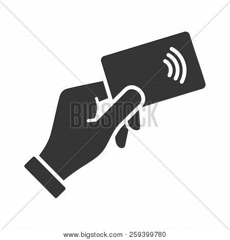 Hand With Nfc Payment Credit Card Icon. Vector