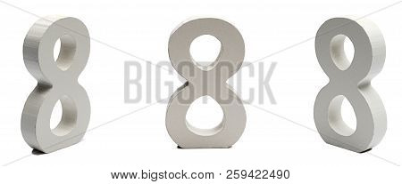 Figure Eight Made Of Plaster On A White Background At Different Angles.