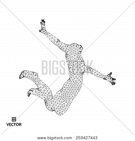 Leadership Concept. Jumping Man. Emblem For Sport Championship. Vector Illustration.