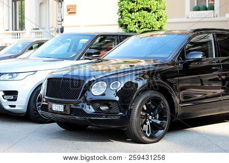 Monte-carlo, Monaco - September 19 2018 : Two Luxurious Suvs Parked In Front Of Monte Carlo Casino I