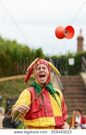 Entertainer Bosco The Jester Performs Tricks With A Diabolo
